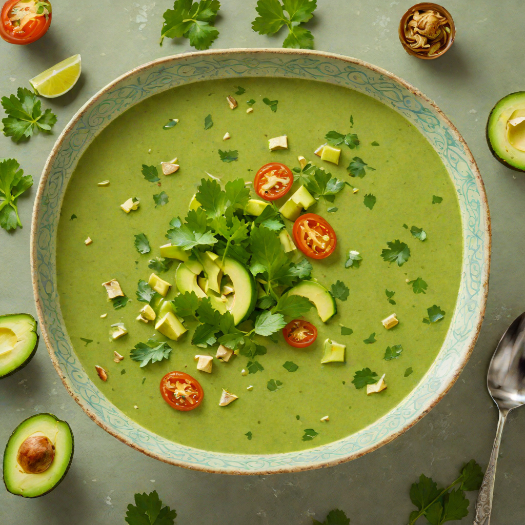 Tomatillo and Avocado Cold Soup with Lime and Cilantro