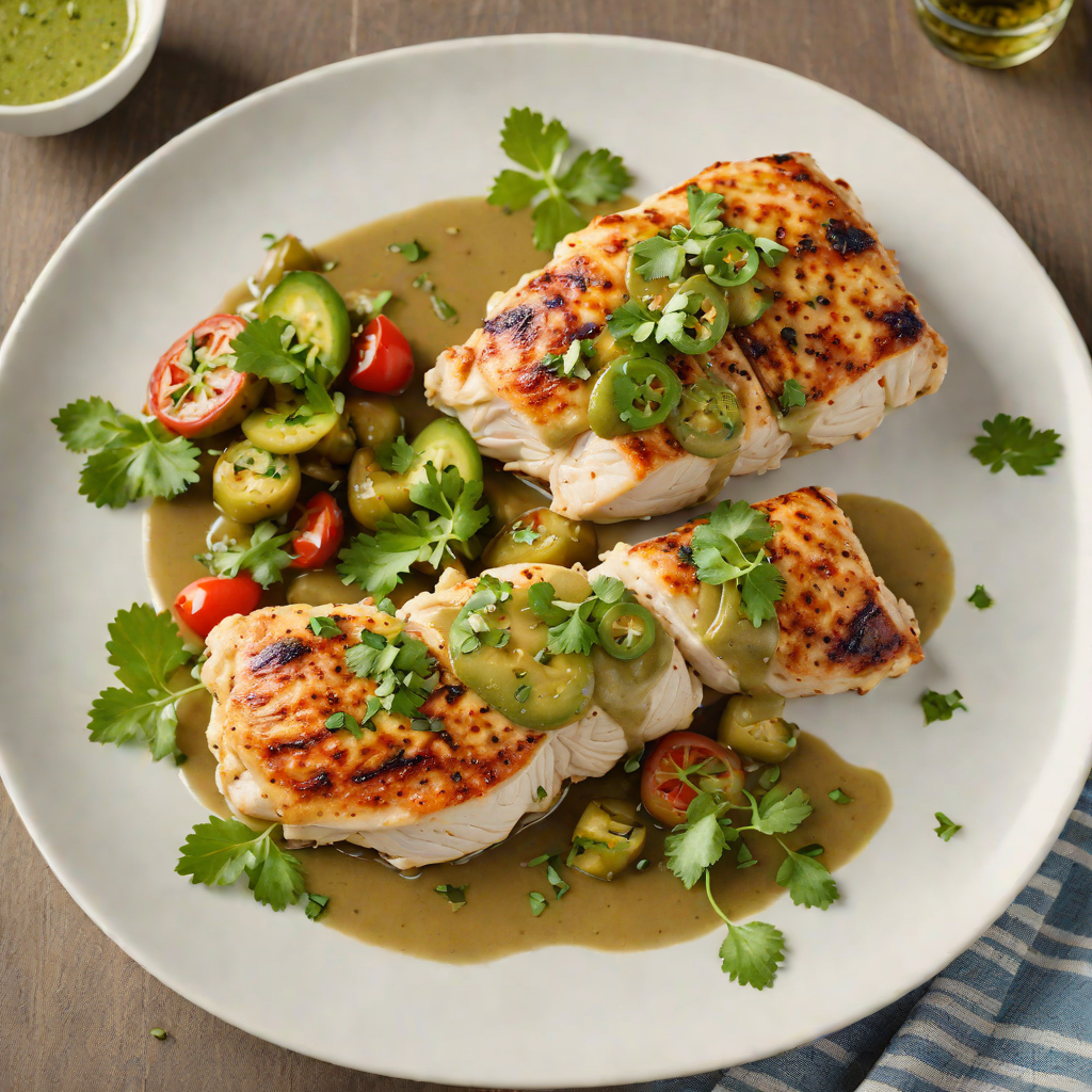 Pan-Seared Chicken with Roasted Tomatillo and Jalapeño Sauce