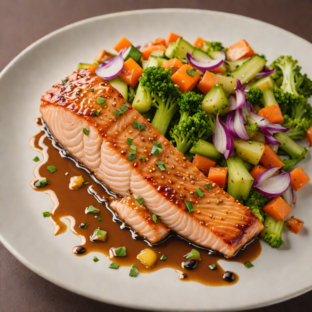 Seared Miso-Glazed Salmon with Ginger-Soy Vegetables