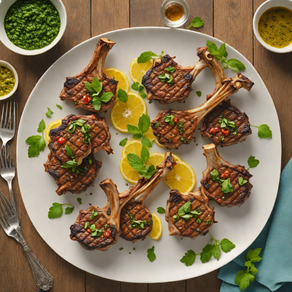 Herb-Rubbed Grilled Lamb Chops with Mint Chimichurri