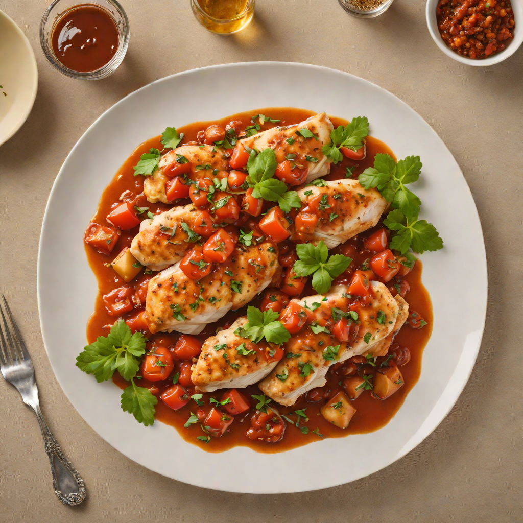 Pan-Seared Chicken with Spiced Tex-Med Tomato Sauce