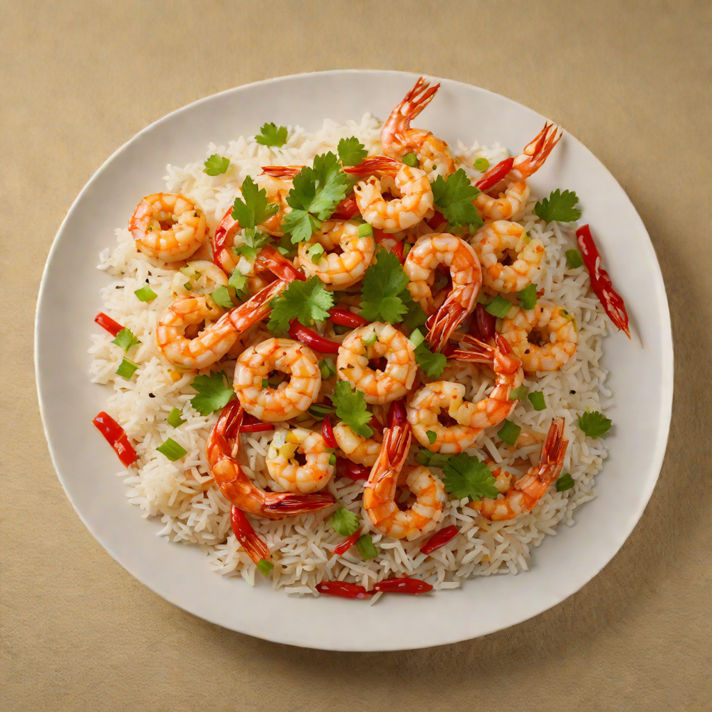 Stir-Fried Shrimp with Garlic and Chili over Jasmine Rice
