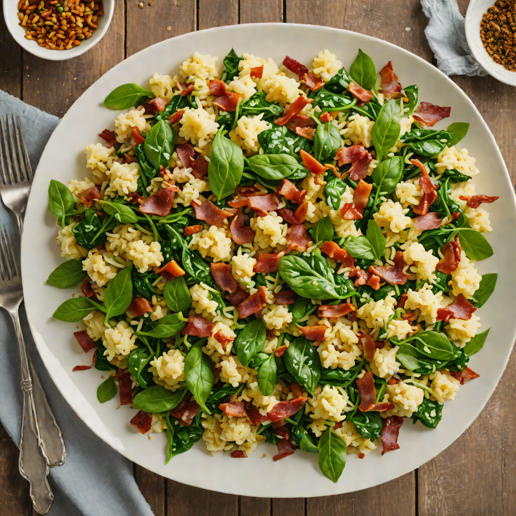 Cauliflower Rice Stir-Fry with Crispy Bacon and Spinach