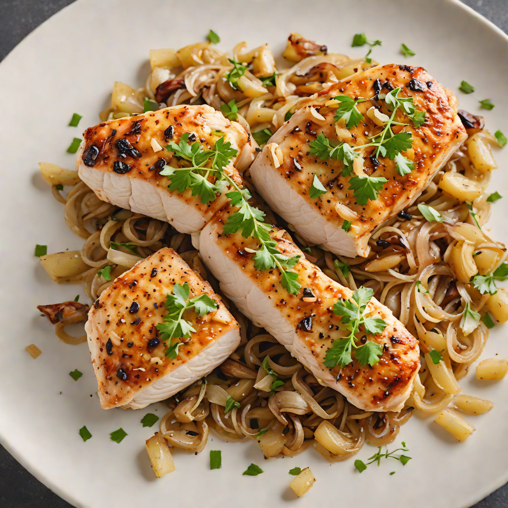 Pan-Seared Chicken Breast with Caramelized Onions and Garlic Butter
