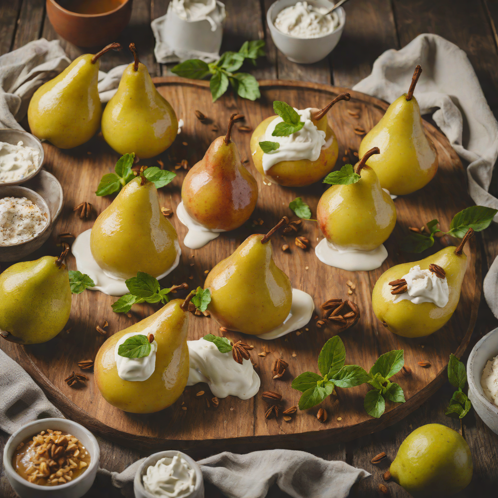 Spiced Honey Poached Pears with Greek Yogurt