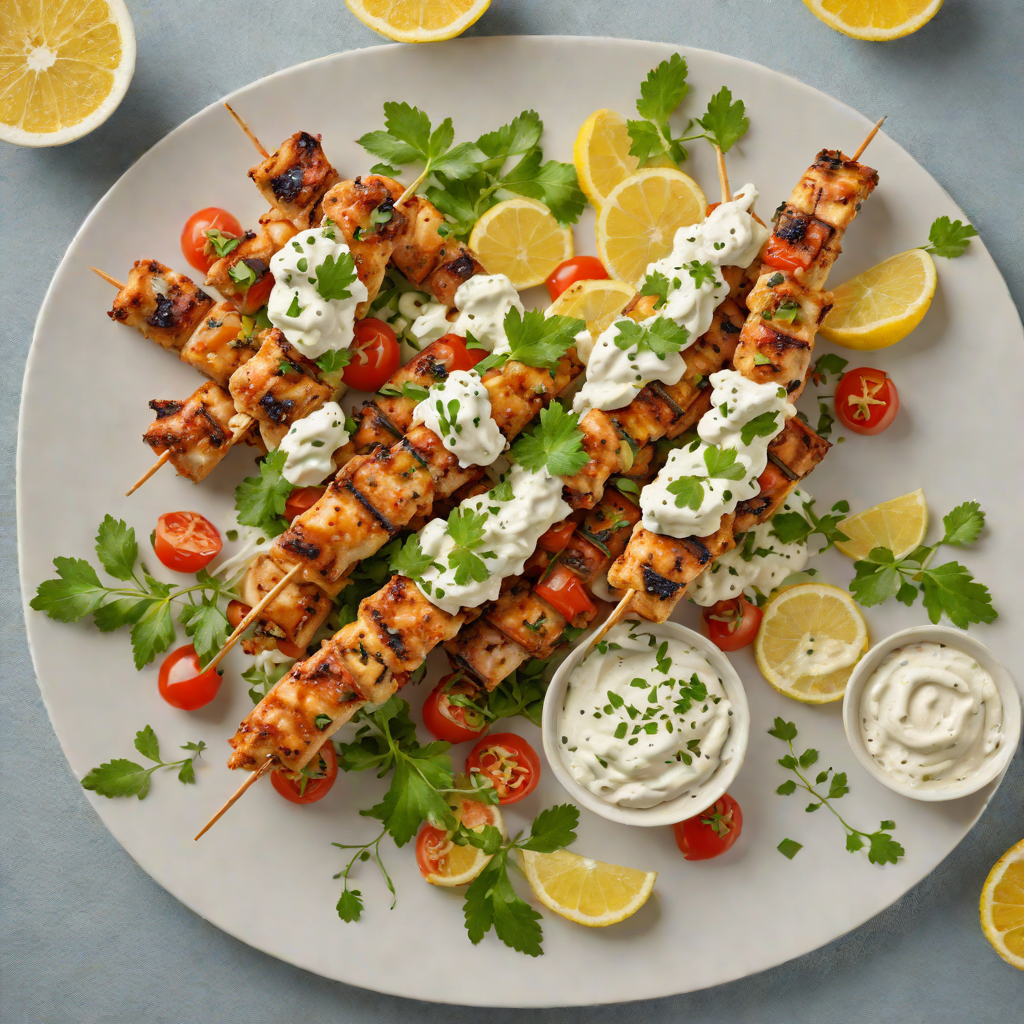 Lemon-Oregano Chicken Souvlaki with Tzatziki