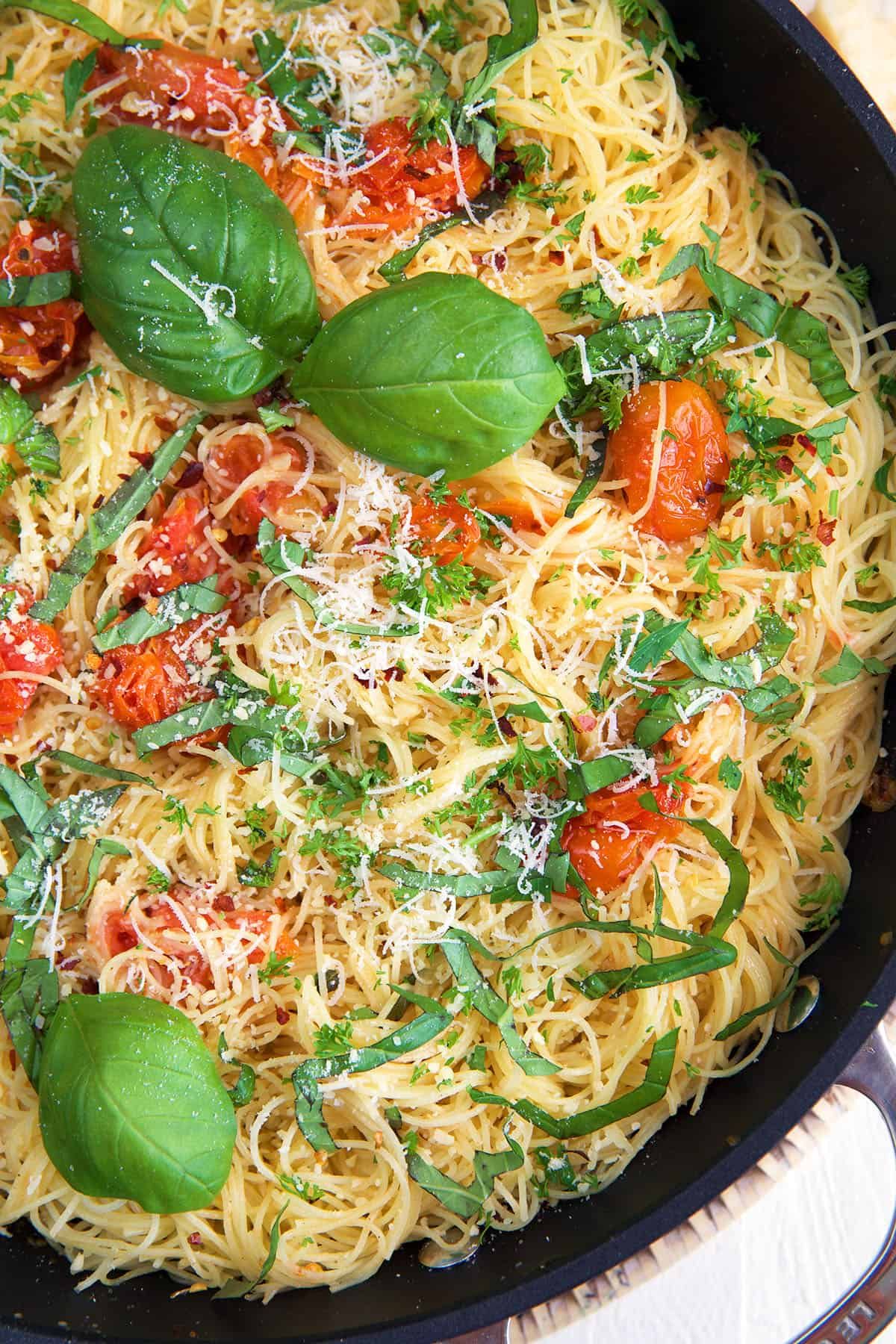 Lemon-Infused Angel Hair Pasta with Garlic and Basil