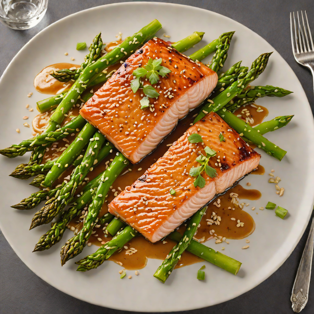 Soy-Ginger Glazed Salmon with Sesame Asparagus