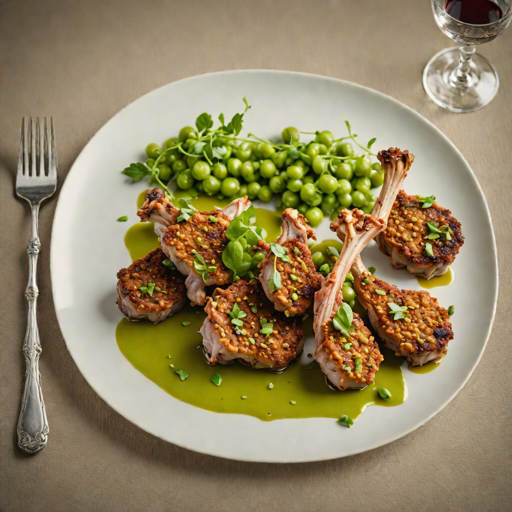 Macadamia-Crusted Lamb Chops with Minted Pea Purée