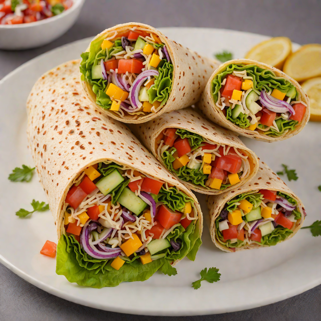 Colorful Layered Mediterranean Veggie Wrap