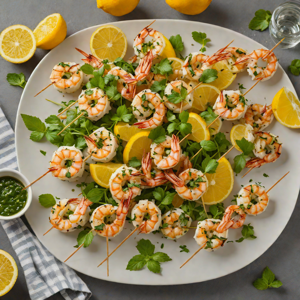 Grilled Citrus-Marinated Shrimp Skewers with Mint Chimichurri