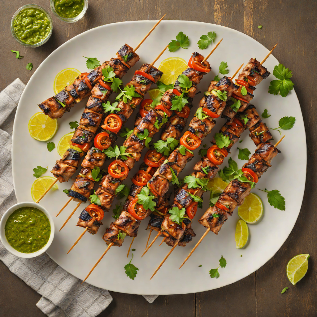 Grilled Spiced Brazilian Pork Skewers with Chimichurri
