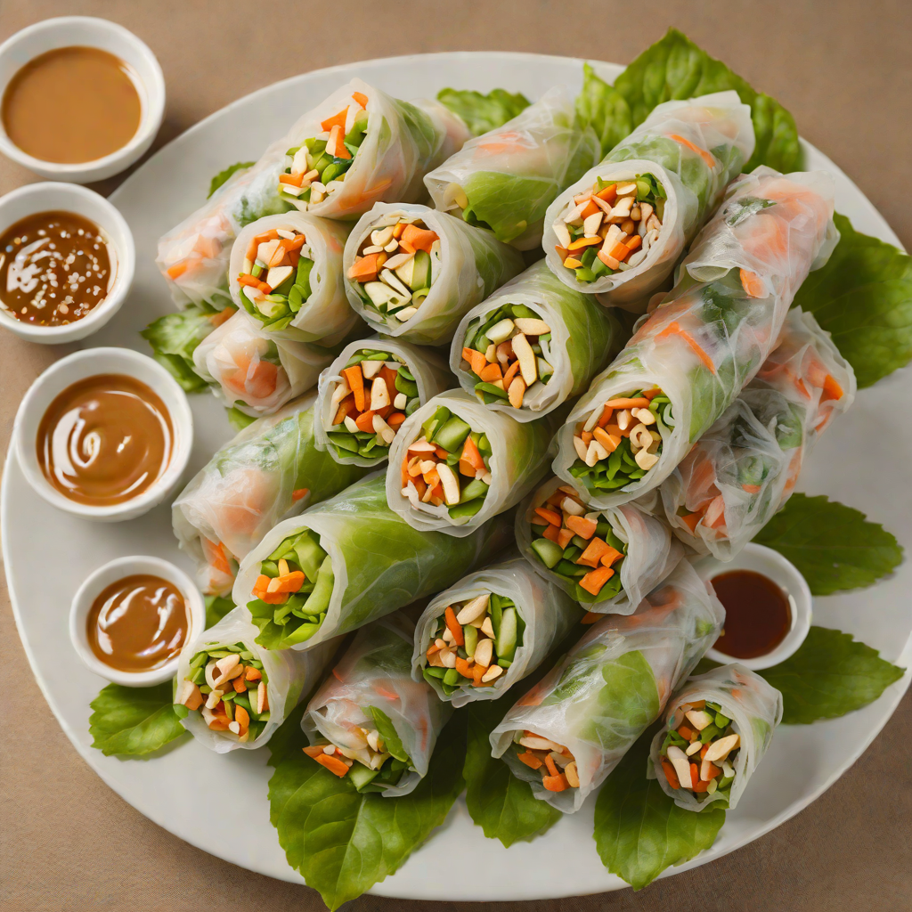 Vietnamese-Inspired Fresh Spring Rolls with Peanut Dipping Sauce