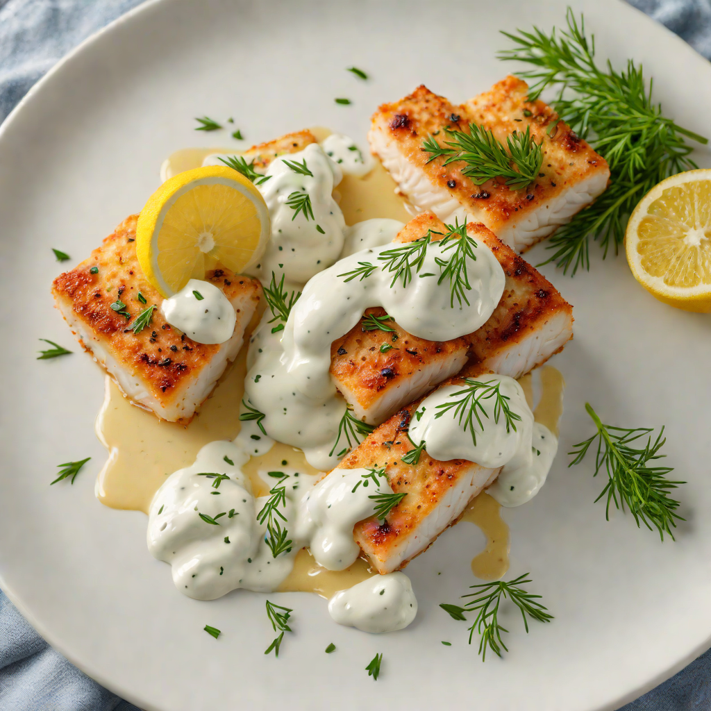 Pan-Fried Cod with Lemon-Dill Yogurt Sauce