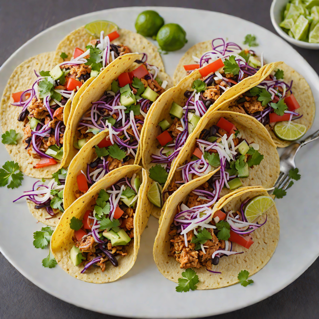Blue Corn and Red Pepper Chicken Tacos with Cilantro Lime Slaw