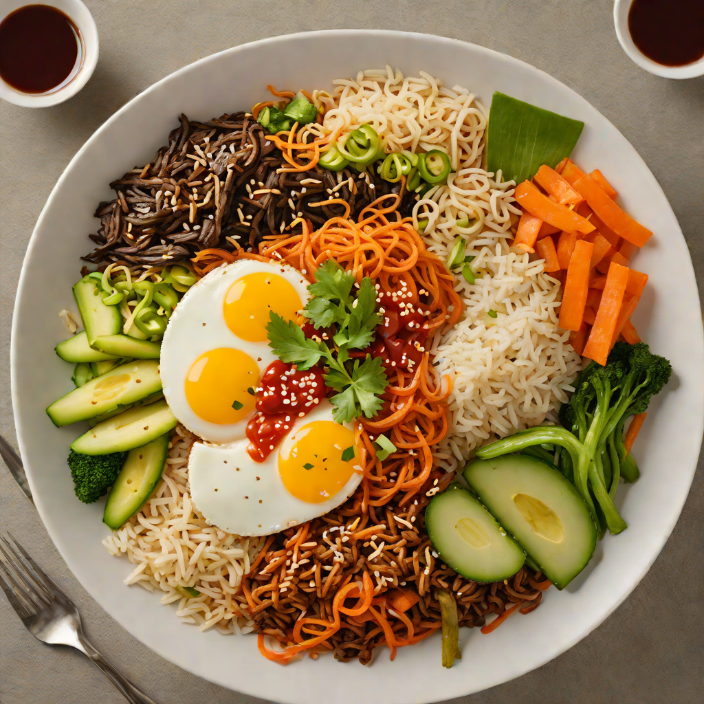 Bibimbap-Inspired Vegetable Rice Bowl with Gochujang Sauce