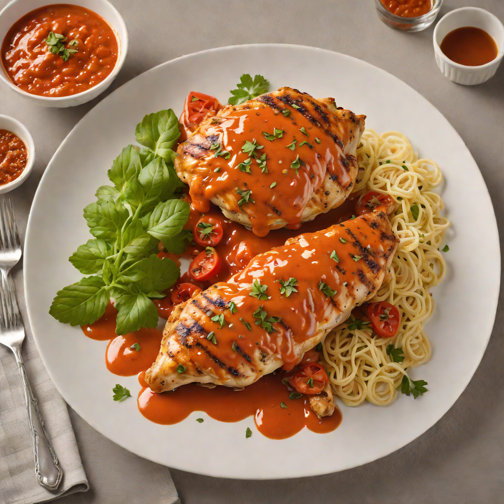 Grilled Tex-Med Chicken with Roasted Red Pepper Sauce
