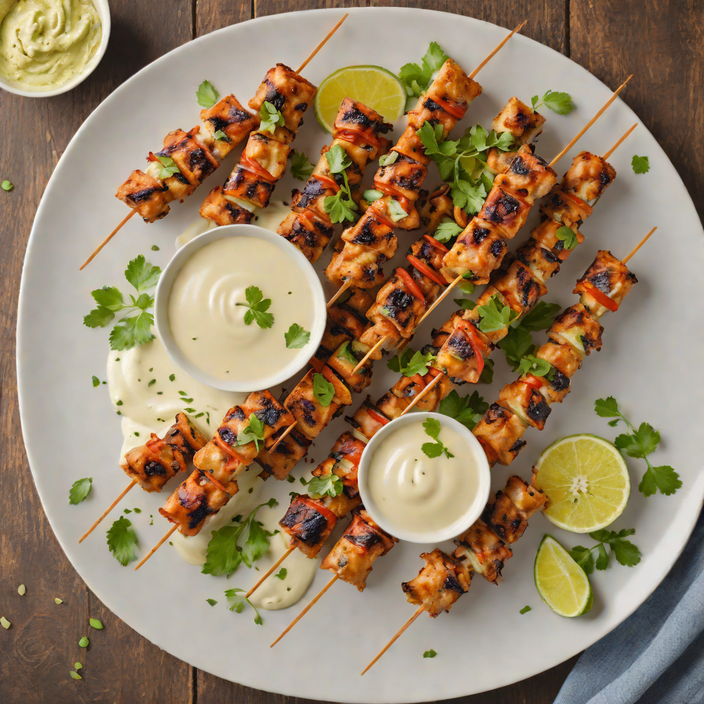 Spiced Tex-Med Chicken Skewers with Garlic Yogurt Sauce