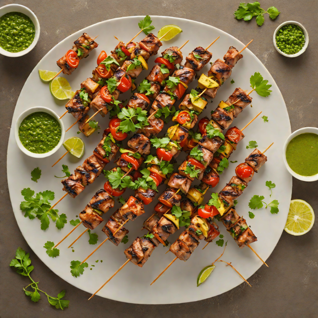 Grilled Brazilian-Style Pork Skewers with Chimichurri Sauce