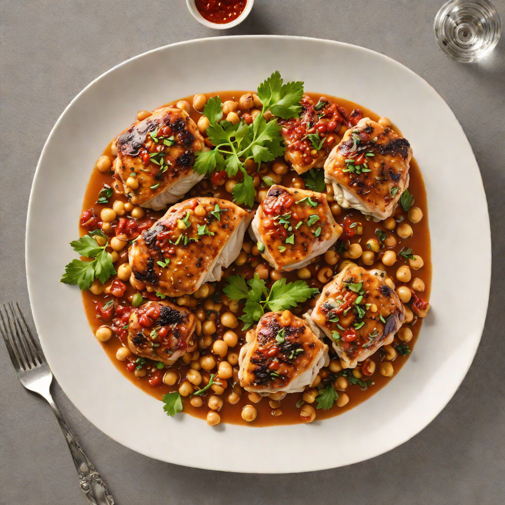Pan-Seared Chicken Thighs with Smoky Harissa and Chickpea Stew