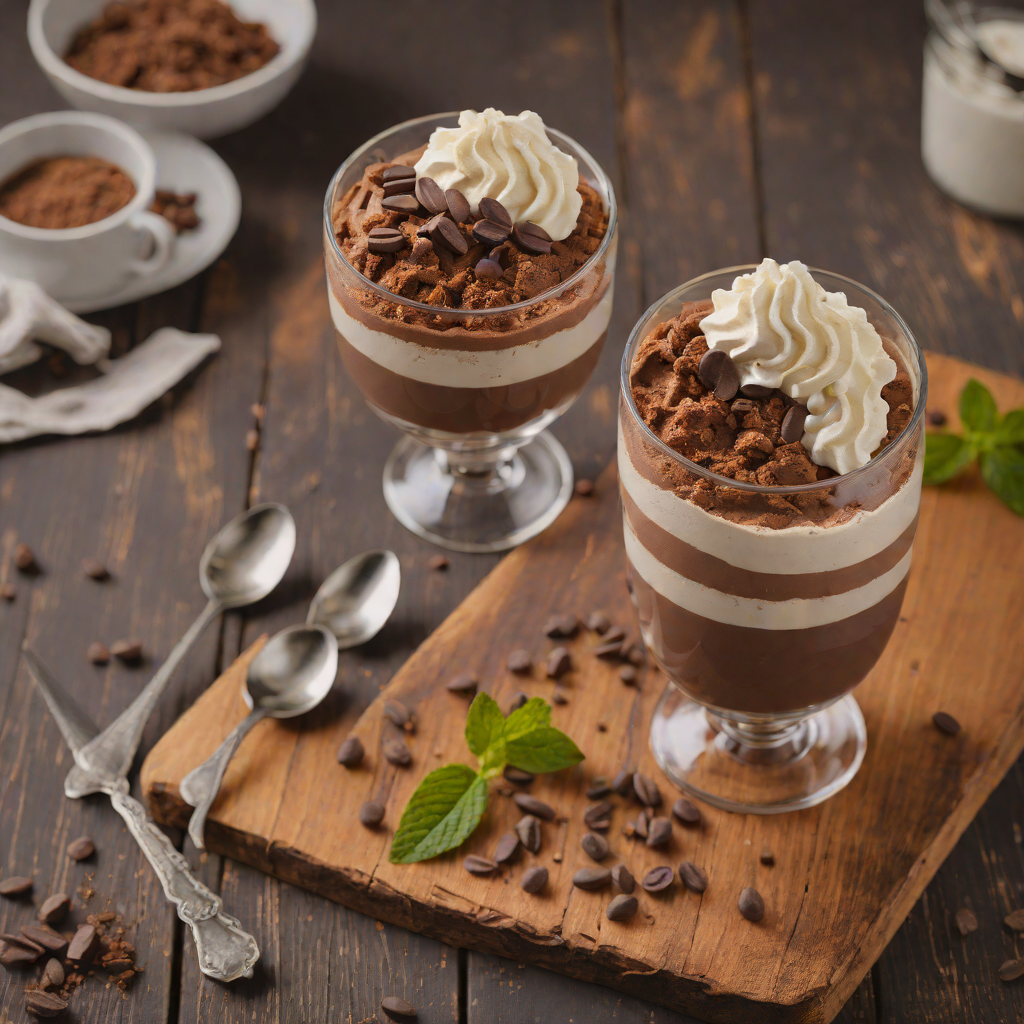 No-Bake Coffee Chocolate Mousse with Whipped Cream