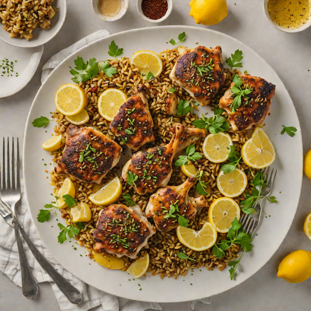 Baked Za'atar Chicken Thighs with Roasted Garlic and Lemon
