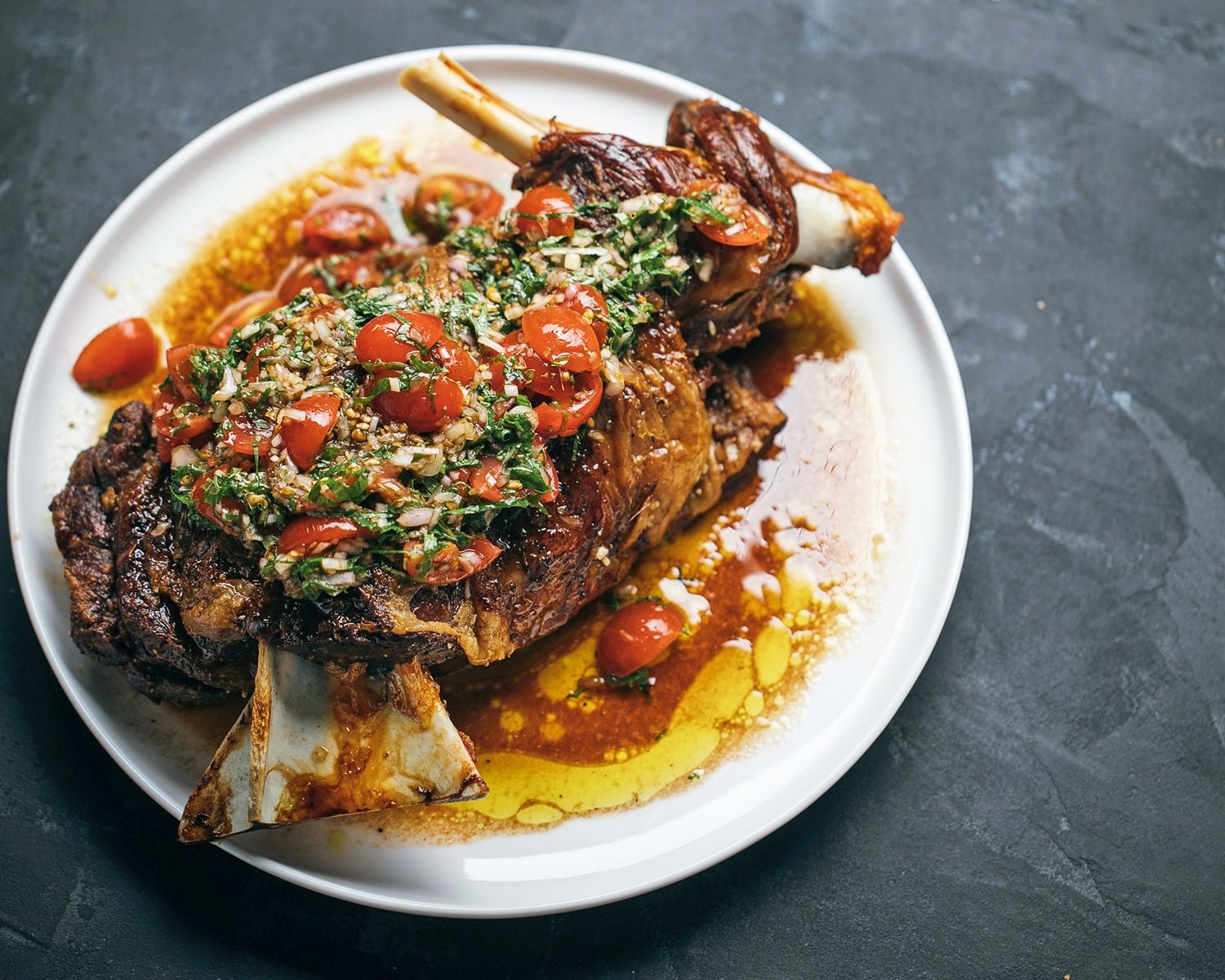 Slow-Cooked Lamb Shoulder with Bush Tomato and Wattleseed Jus