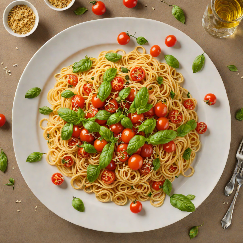 Basil-Infused Tomato Pasta with Garlic and Olive Oil