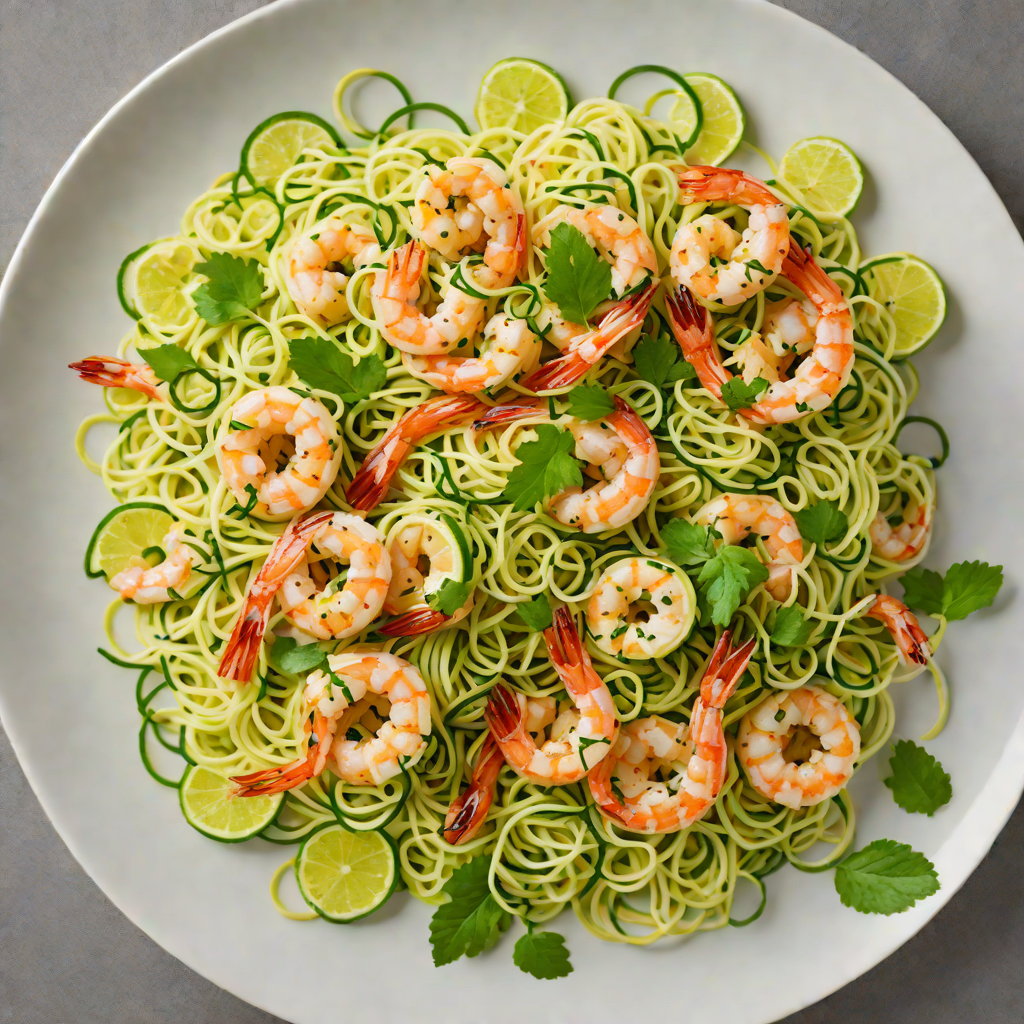 Sautéed Shrimp with Zucchini Noodles and Garlic-Lime Dressing