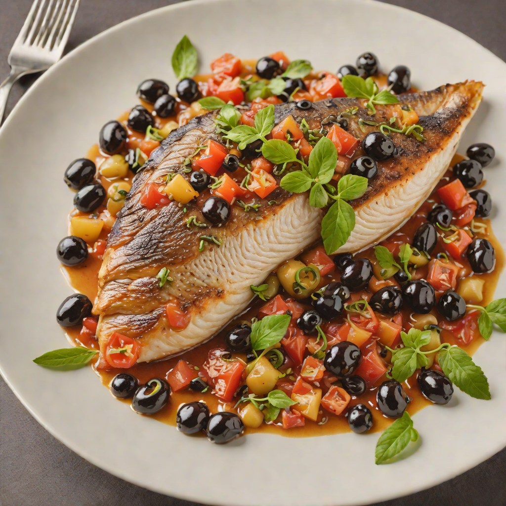Pan-Seared Sea Bream with Tomato-Caper Sauce and Kalamata Olives