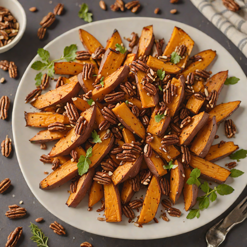 Maple-Glazed Roasted Sweet Potatoes with Michigan Pecans