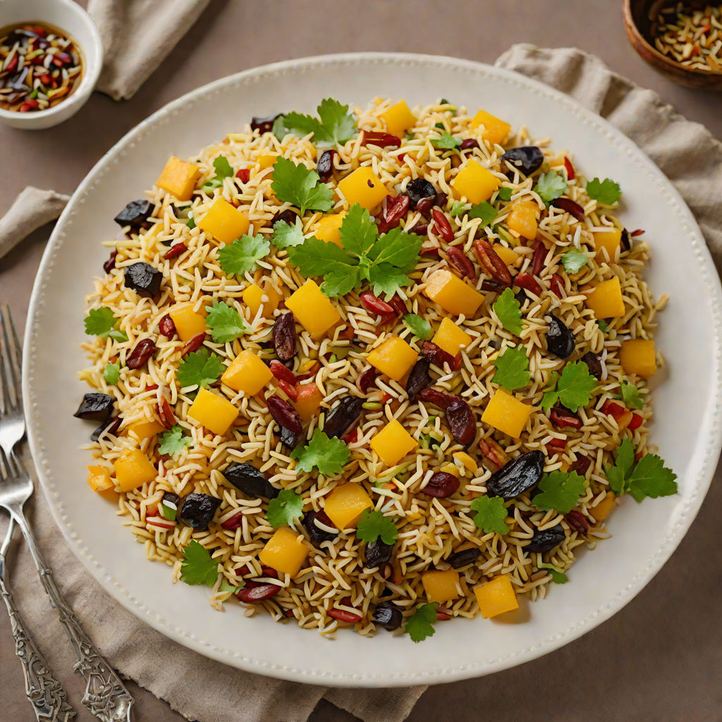 Braised Kashmiri Vegetable Pulao with Saffron and Dried Fruits