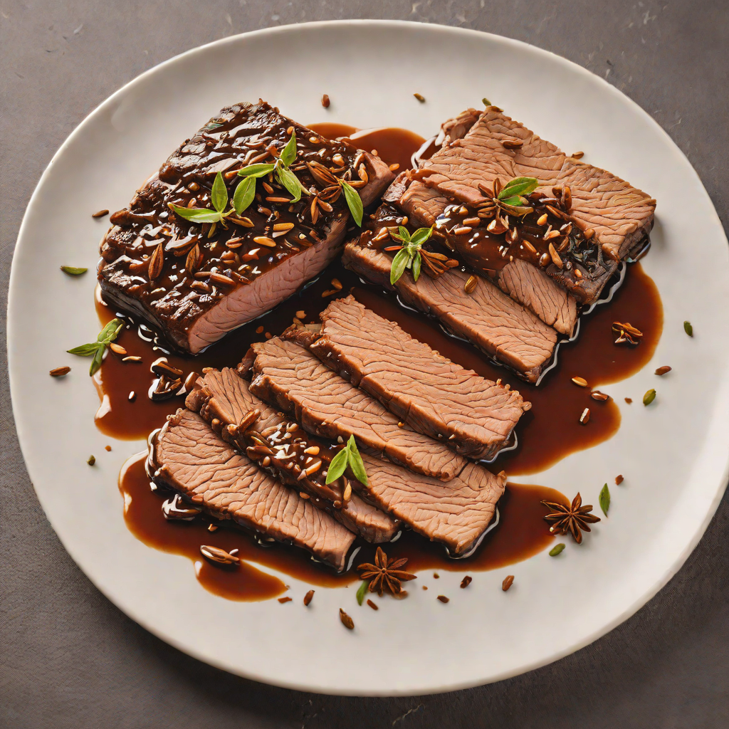 Slow-Cooked Beef Brisket with Star Anise and Soy Reduction