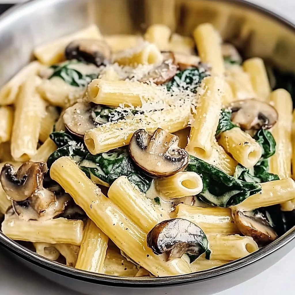 Authentic Italian Creamy Mushroom & Spinach Pasta