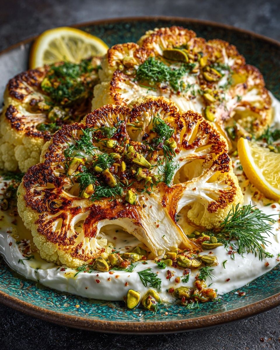 Roasted Wattleseed Cauliflower Steaks with Lemon Myrtle Dressing