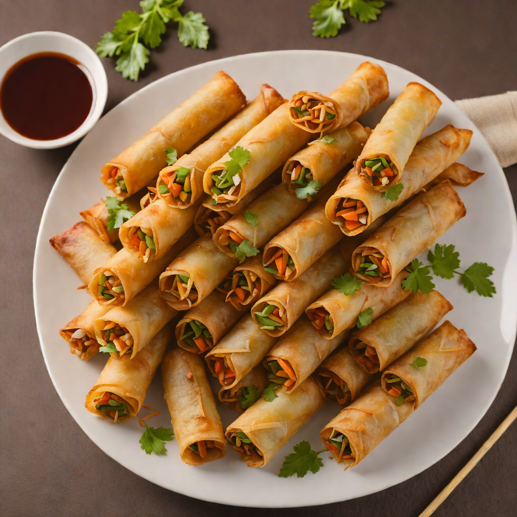 Pan-Fried Lumpia Wrapped in Crispy Vegetable Spring Rolls
