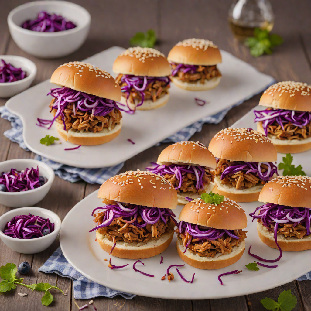 Blueberry BBQ Pulled Pork Sliders with Red Cabbage Slaw