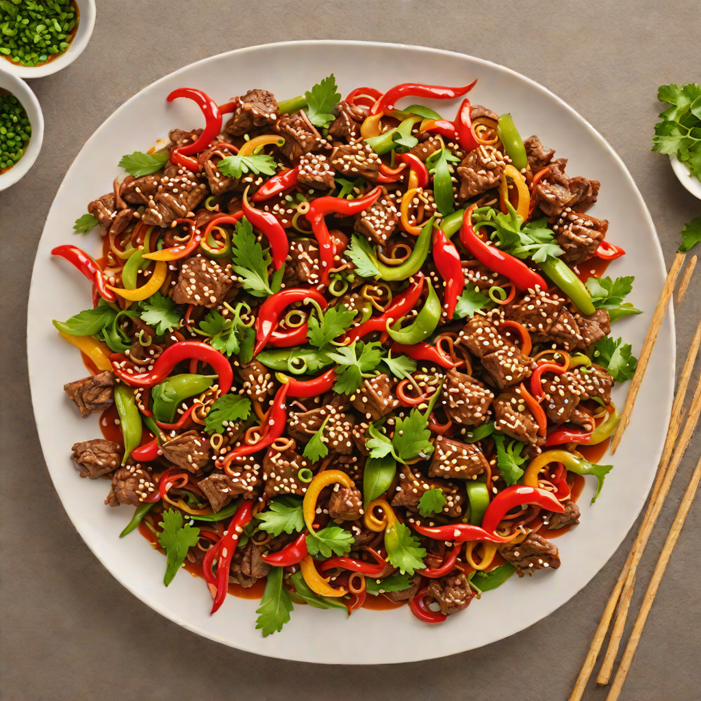 Stir-Fried Spicy Hunan Beef with Chili Peppers