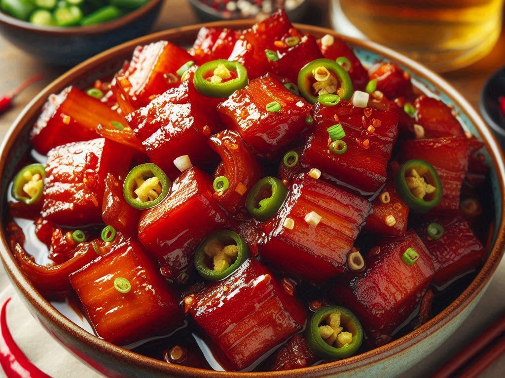 Hunan-Style Braised Pork Belly with Pickled Chilies