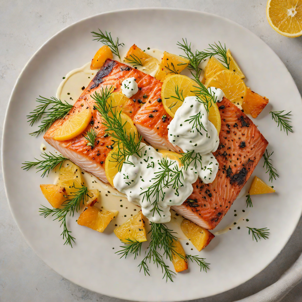 Pan-Roasted Salmon with Citrus-Dill Yogurt Sauce
