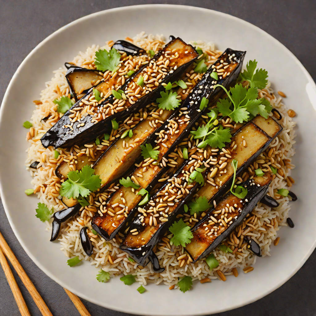 Sesame Miso-Glazed Eggplant Donburi with Scallions and Toasted Seeds