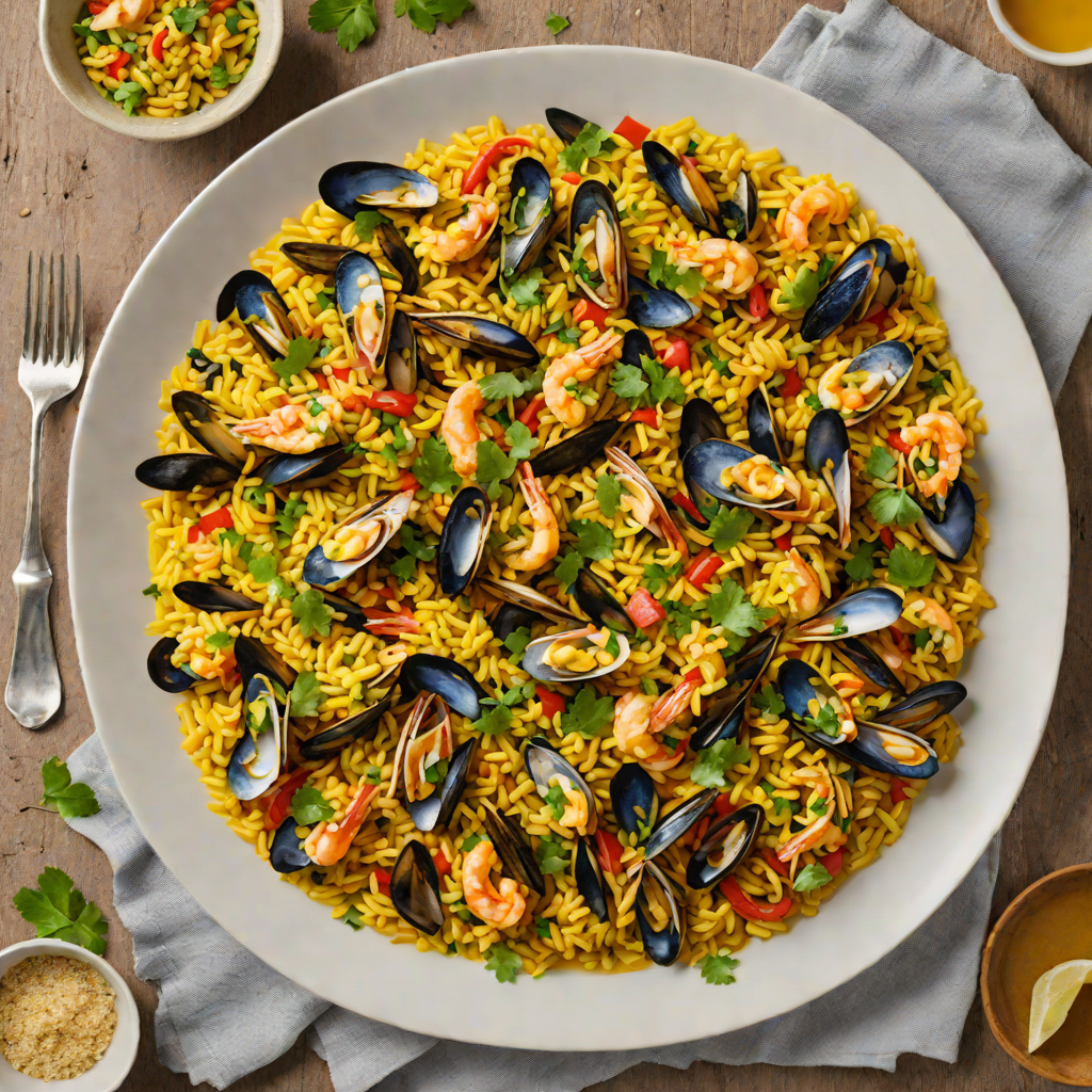 Slow-Simmered Seafood Paella with Saffron and Mussels