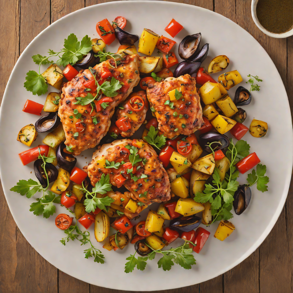 Spiced Chicken Picante with Roasted Vegetables