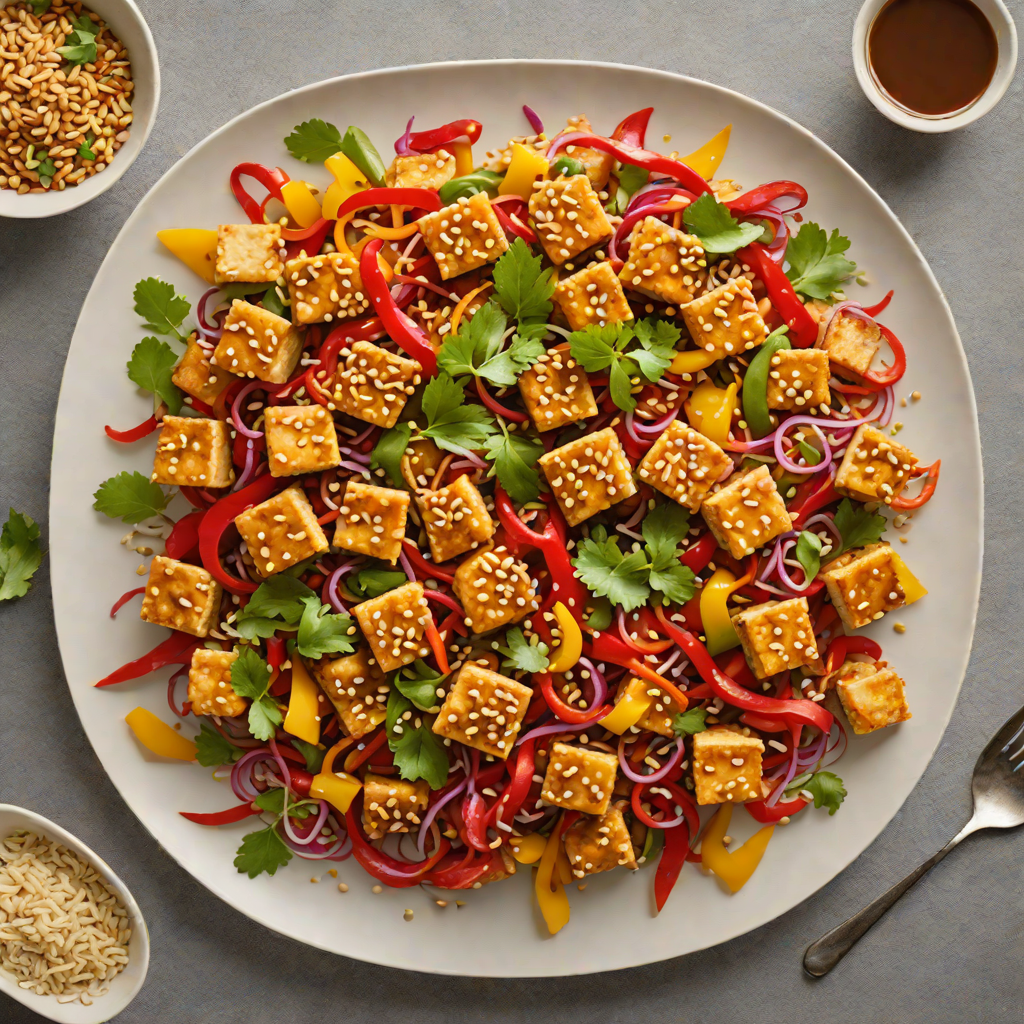 Crispy Tofu Stir-Fry with Bell Peppers and Sesame-Ginger Sauce
