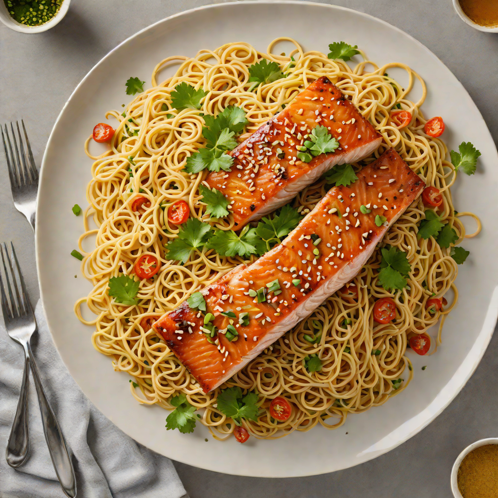 Ginger-Soy Glazed Salmon with Sesame Garlic Noodles