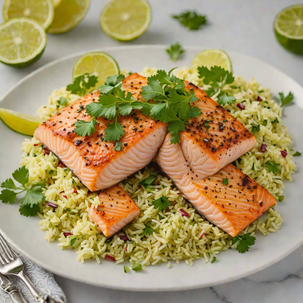Pan-Roasted Salmon with Cilantro-Lime Cauliflower Rice