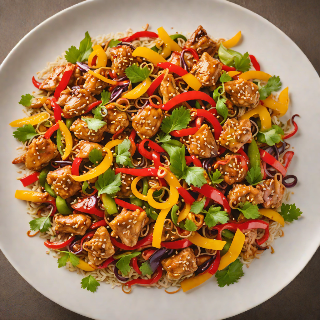 Sautéed Chicken and Bell Pepper Stir Fry with Ginger Soy Glaze