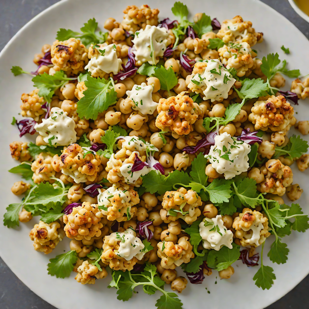 Roasted Cauliflower and Chickpea Salad with Tahini Dressing