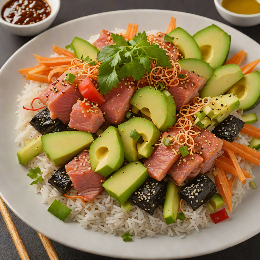 Volcano BBQ Sushi Bowl with Spicy Tuna and Avocado