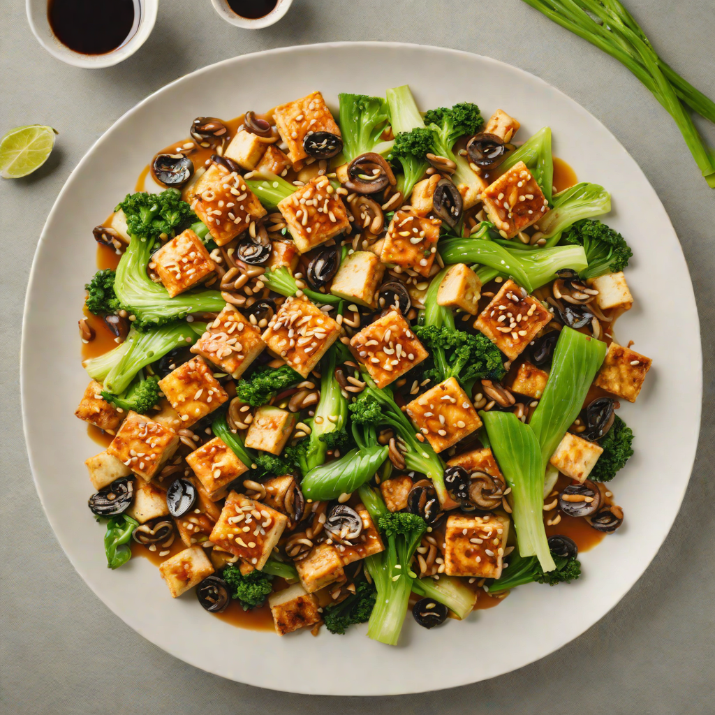 Stir-Fried Spicy Tofu with Bok Choy and Shiitake Mushrooms